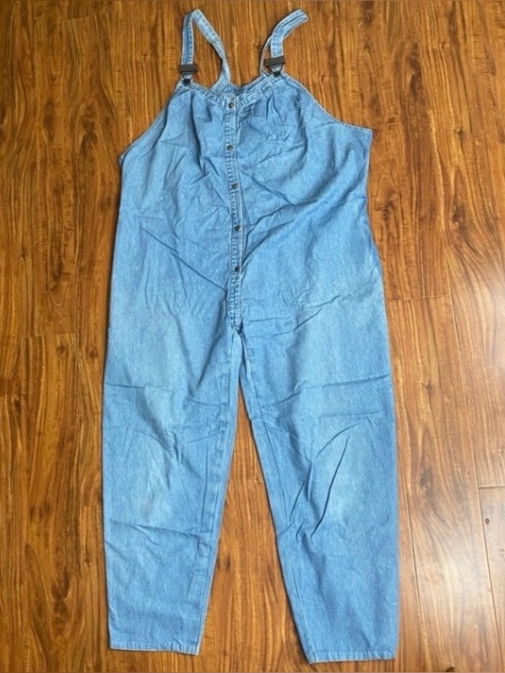 Vintage Women's Light Blue Denim Relaxed Fit Overall Pants Size XL Retro Casual